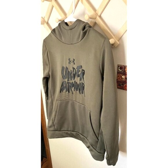Under Armour Dark Green Hoodie Kids Pullover Size YLG 25x16 Back to School - Picture 2 of 10